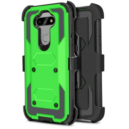for LG Harmony 4 LG Premier Pro Plus LG K41 Phone Case Dual Layer Full-Body Rugged Clear Back Case Drop Resistant Shockproof Case with Built In Screen Protector (Green)