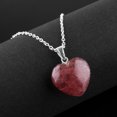 thumbnail image 2 of Gempires Red Strawberry Quartz Heart Necklace, 20mm Heart Pendant, Handmade Jewelry, 20 inch Silver Plated Adjustable Chain, 2 of 6