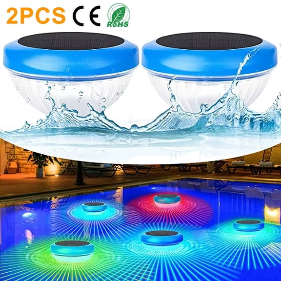 Solar Floating Pool Lights, iMounTEK Swimming Pool Lights, Solar Powered LED Pond Ball Lights with 7 Colors Changing, Outdoor Decortive Lights for Party Pool Pond-2Pcs