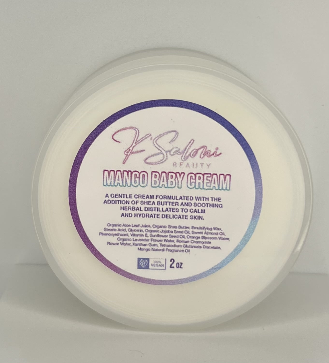 Ksaloni Beauty Cream, Shea Butter, Organic Distillates, Natural Mango Fragrance, 2 oz