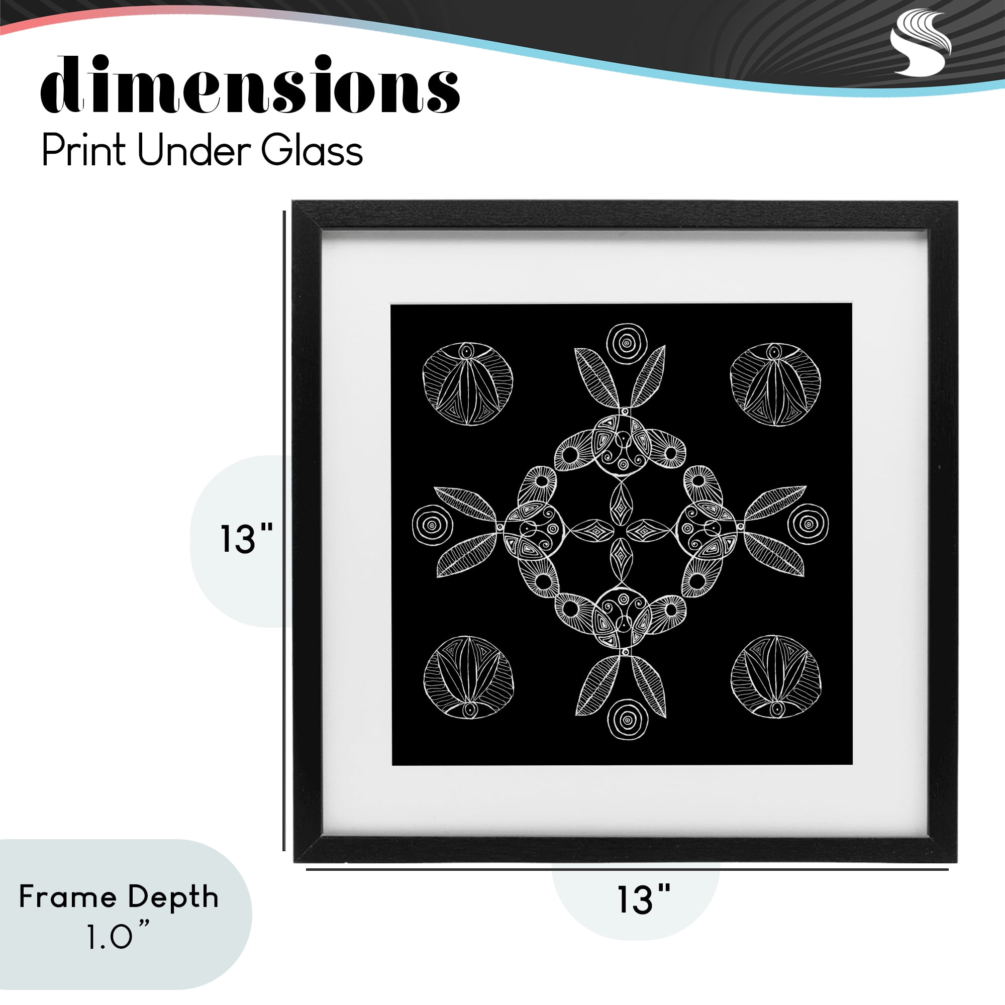 Stupell Industries Circular Symmetry Elementals Black Framed Print Under Glass, design by El Perkin