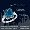 thumbnail image 2 of 7.82 Cttw London Blue Topaz and White Moissanite 3-Stone Ring for Women | 925 Sterling Silver | Gemstone Birthstone | Emerald Cut 12X10MM | Three Stone Wedding Anniversary Ring | Size 7, 2 of 4