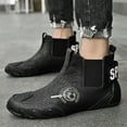 thumbnail image 6 of Men's Casual Leather Boots Slip On Walking Mid Top Non-Slip Driving Shoes Handmade Stitch Comfortable Lightweight Black 7.5 US, 6 of 7