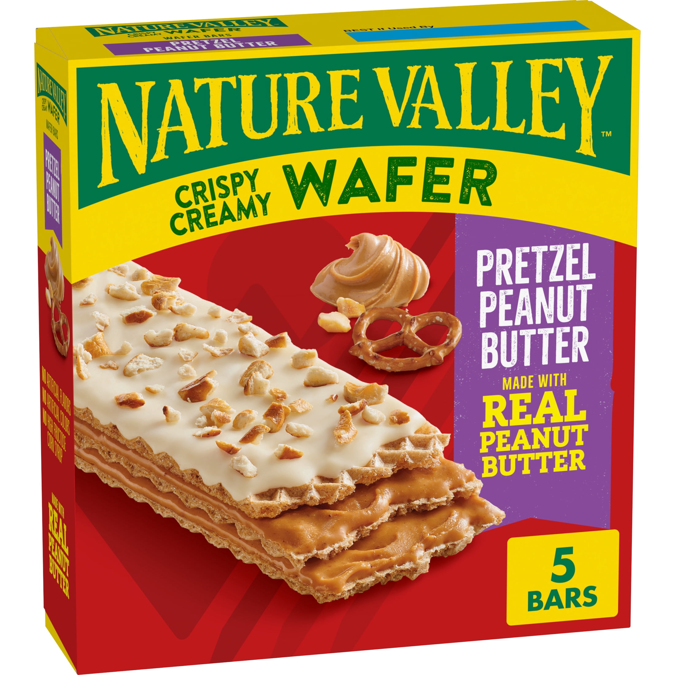 (2 pack) Nature Valley Crispy Creamy Wafer Bars, Pretzel Peanut Butter, 5 Bars, 6.5 oz