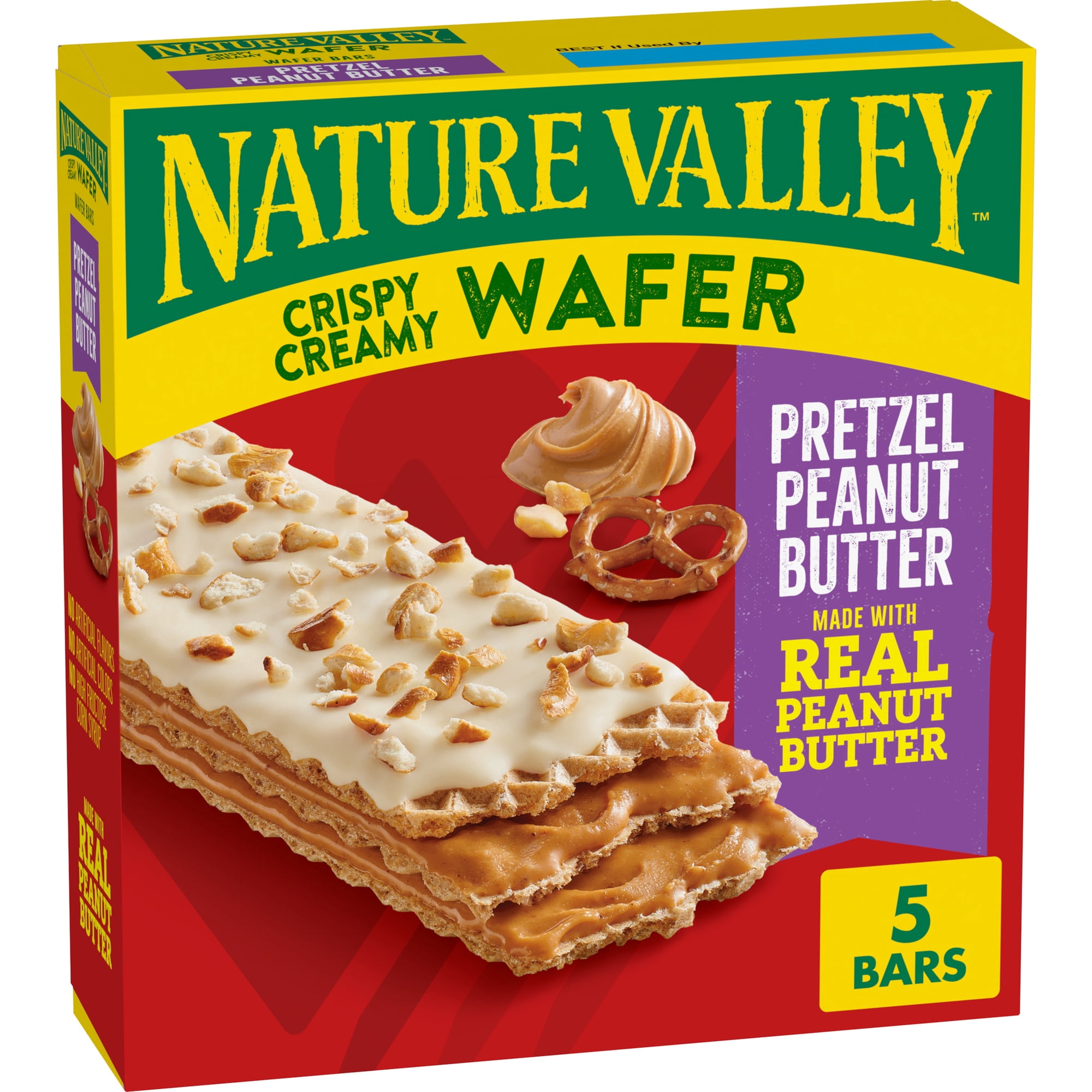 Nature Valley Crispy Creamy Wafer Bars, Pretzel Peanut Butter, 5 Bars, 6.5 oz