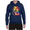 thumbnail image 3 of Smiling Dog | Colorful Neon Golden Retreiver | Dean Russo Art Animal Lover Unisex Hoodie Sweatshirt, Navy, X-Large, 3 of 6