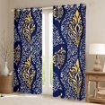 thumbnail image 2 of Erosebridal Navy Gold Paisley Blackout Curtains Set of 2 (52x84 Each), Hippie Bohemian Window Curtains, 2 of 6