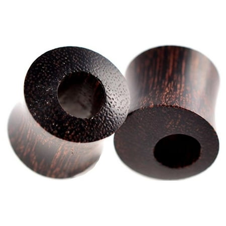 - Set of Organic Natural Tamarind Wood Ear Gauges, 6mm - 14mm Double Flared Saddle Tunnel Plug Earrings