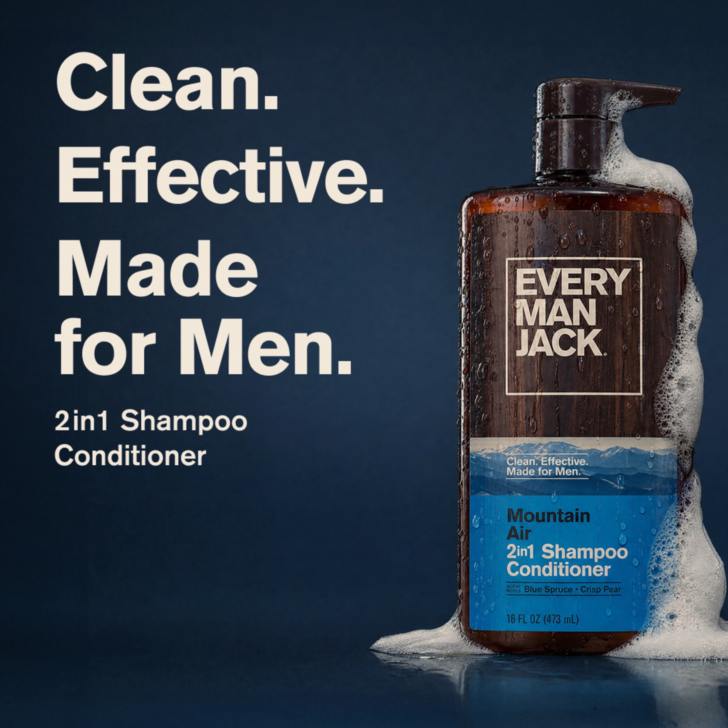 Every Man Jack Mountain Air Daily 2-in-1 Shampoo & Conditioner for Men, Naturally Derived, 16 fl. oz