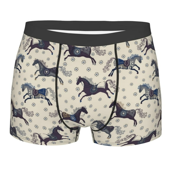 Balery Horse Men's Boxer Briefs, Soft and Breathable Cotton Underwear with nylon Waistband-Small