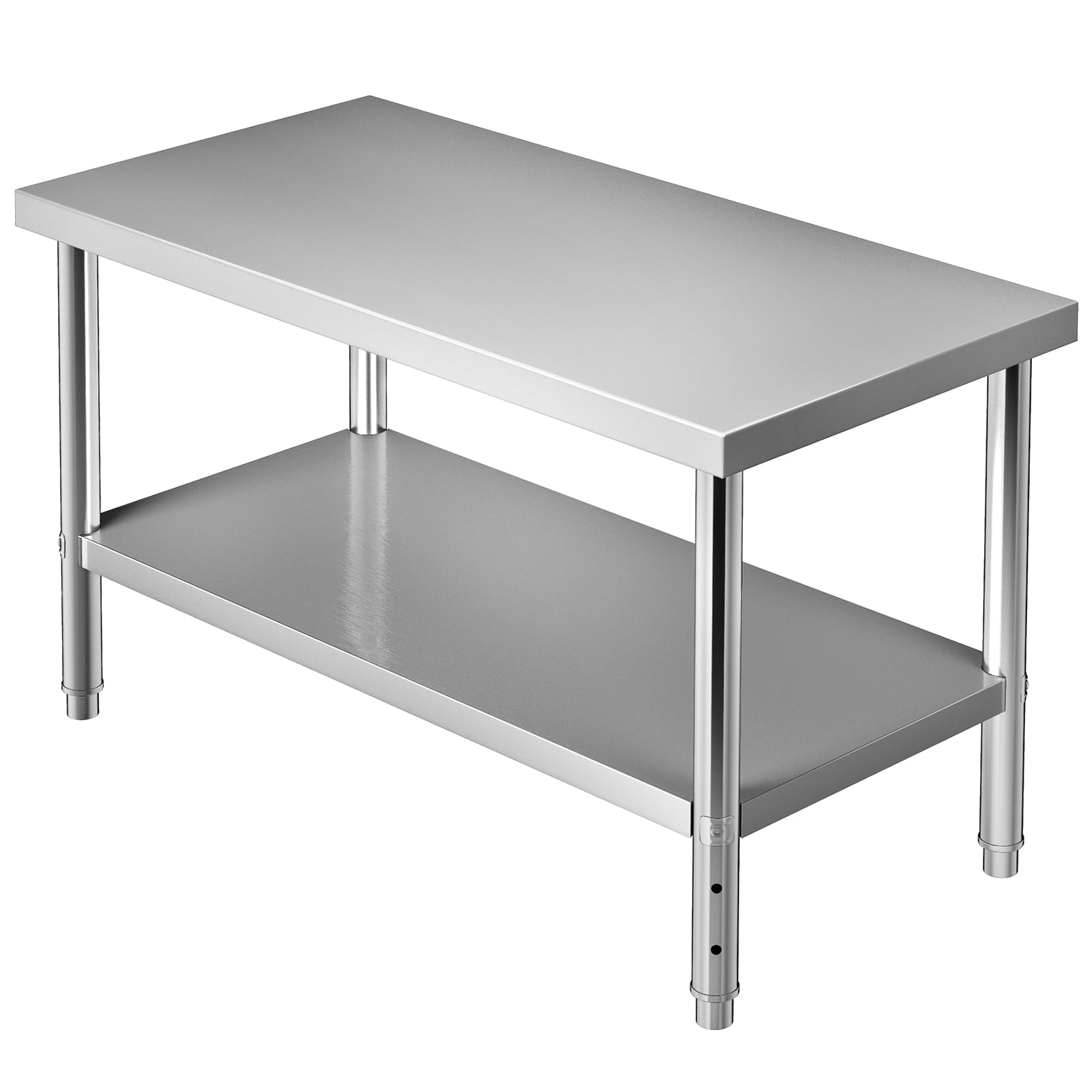Kitchen Work Table Stainless Steel Work Table，60x24 Inches Commercial Work Table，Food Metal Table Heavy Duty Prep Table NSF Workstations for Garage Restaurant Kitchen with Adjustable Shelf,Silver 