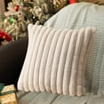 thumbnail image 4 of Btomtd 17.7x17.7 in Plush Christmas Pillowcase with Border Solid Color Decorative Pillow Cover Pillow Case Festive Decor, Beige, 4 of 6