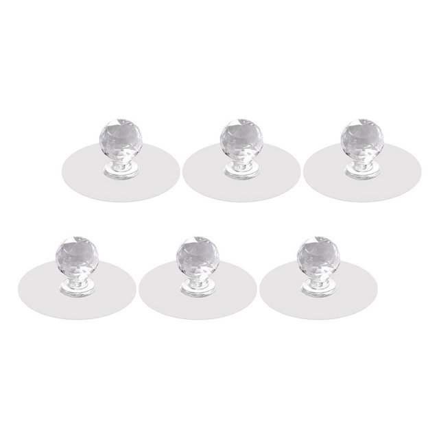 STRANDCHIC 6Pcs Punch Free Invisible Door Knobs White Self-Adhesive Cabinet Pulls for Furniture
