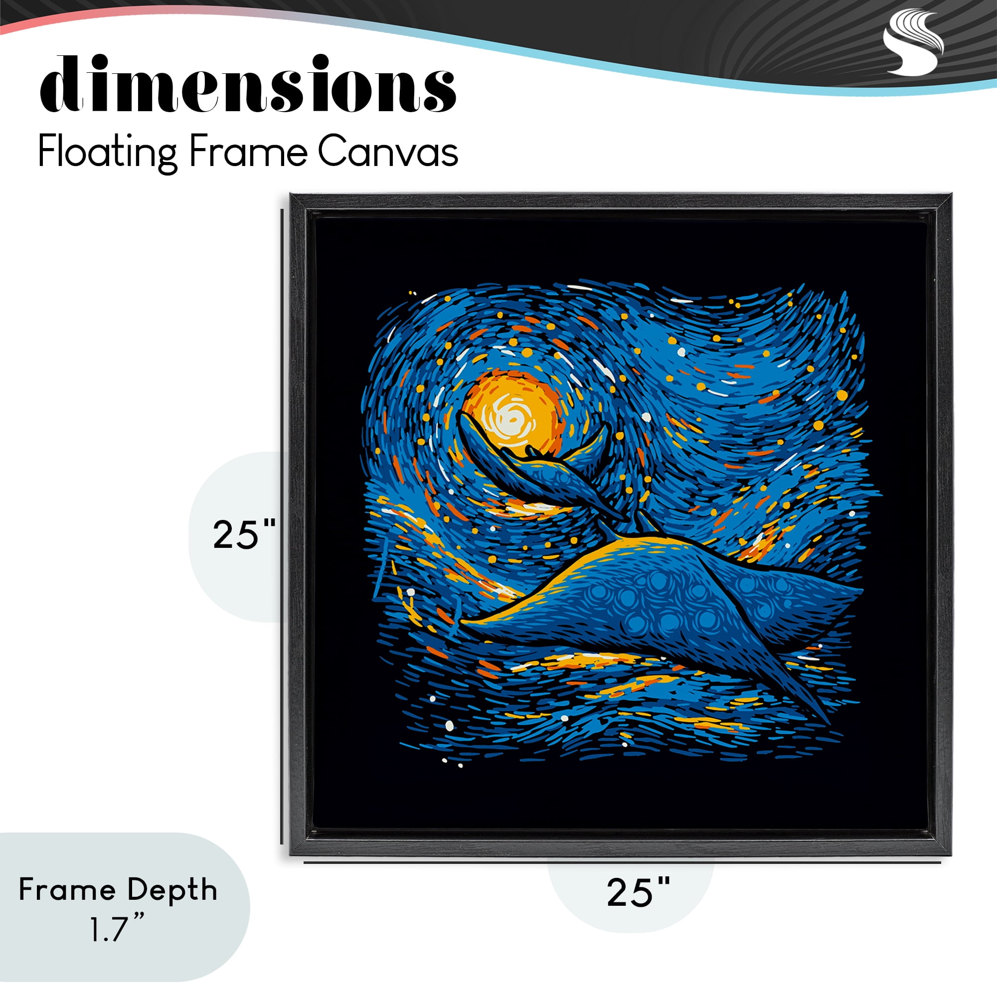 Stupell Industries Impressionist Manta Rays Black Framed Floater Canvas Wall Art, design by Tobe Fonseca