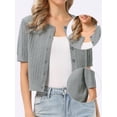 thumbnail image 2 of DARING DIVA Women's Short Sleeve Knit Button Down Lightweight Cardigan XS Grey, 2 of 6
