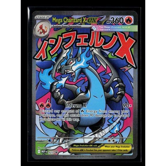 Collectible Lightly Played 2025 Mega Evolution Mega Charizard X EX Holo Black Star Promo FA #023 English Pokémon Card
