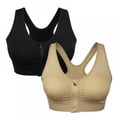 thumbnail image 1 of Sujetador deportivo sin costuras Lorddream con cremallera frontal para mujer (paquete de 2, tallas M-4XL), 1 of 8
