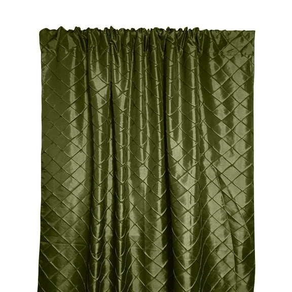 Pintuck Taffeta Cross Stitch Pattern Single Curtain Panel 54 Inch Wide Olive