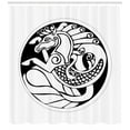 thumbnail image 3 of Celtic Shower Curtain, Druidic Astronomical Symbol of Unicorn Water Horse in Circle Pattern Artwork, Fabric Bathroom Set with Hooks, 69W X 84L Inches Extra Long, Black and White, by Ambesonne, 3 of 3