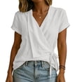 thumbnail image 6 of TGSLY Adjustable Wrap Side Tie Tops for Women Breathable Soft V Neck Short Sleeve Blouses Loose Fit Dressy Casual Solid Color T-Shirts S, 6 of 8