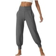thumbnail image 2 of CQONEPT Women's Crop Pants High Rise Tapered Petite Casual Loose Fit Pant Athletic Running Cycling Trousers Gray XL, 2 of 6