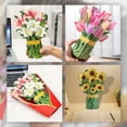 thumbnail image 4 of 3D Pops-up Bouquet Forever Rose/Lily/Sunflower/Tulip Paper Flowers Tropical Bloom for Birthday Anniversary Wedding Greeting Card, 4 of 7