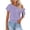 Purple, variant on Women's One Shoulder Eyelet Embroidery Blouse, Short Sleeve Tie Knot Smocked Hem Casual Top for Spring and Summer