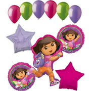 Angle View: 11 pc Dora the Explorer Adventure Balloon Bouquet Happy Birthday Nickelodeon
