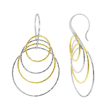- Gem Avenue 925 Sterling Silver French Ear Wire Drop Two Tone Earrings