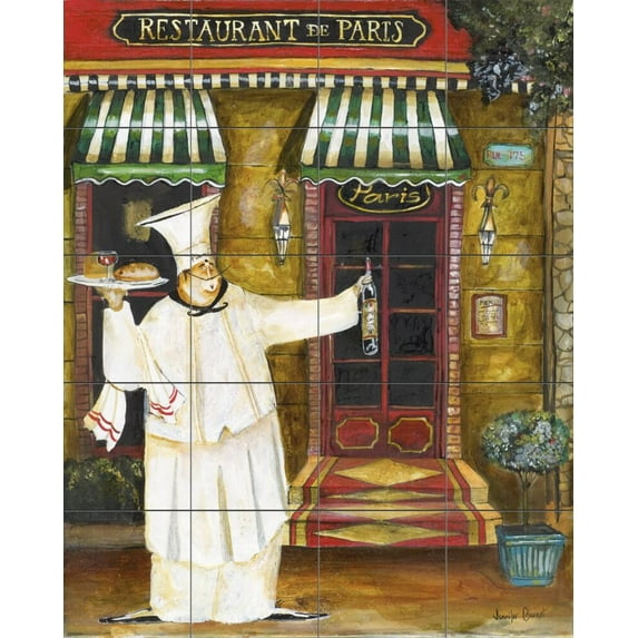 Tile Mural Kitchen Backsplash - Restaurant de Paris - by Jennifer Garant