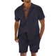 thumbnail image 1 of Camisetas de Verano Casuales de los Hombres, Pantalones Cortos de Manga Corta de la Solapa para la Playa, las Vacaciones Y la Ropa Deportiva Casual, 1 of 8
