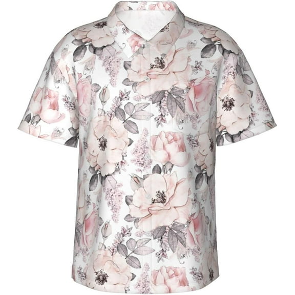 Fleur De Lis Mens Hawaiian Shirt Short Sleeve Casual Button Up Tropical Summer Beach Shirt
