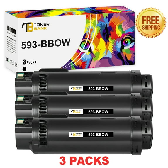 Toner Bank 3-Pack Compatible Toner Cartridge Replacement for Dell 593-BBOW H625cdw H825cdw S2825cdn Printer Ink High Yield Black