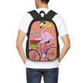 thumbnail image 4 of Balery Flamingo Riding a Bicycle Mochila para hombre y mujer - Tela Oxford 600D resistente - Gran capacidad, resistente al agua, ideal para la escuela, viajes y senderismo, 4 of 6