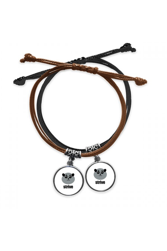 Chinese Herbivores Fat Lovely Pandas Bracelet Double Leather Rope Wristband Couple Set