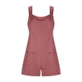 thumbnail image 4 of MeetoTime Womens Suspender Short Rompers Large Size Adjustable Tie Back Strap Overalls Summer Loose Casual Rompers, 4 of 7