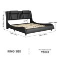 thumbnail image 2 of Homfa King Size LED Bed Frame, PU Leather Upholstered Curved Platform Bed Frame with Adjustable Headboard, Black, 2 of 8