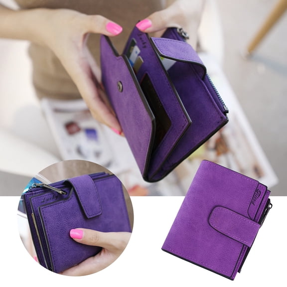 Tool Bag Women's Buckle Zipper Short Frosted Card Zipper Clip Purse Wallet for Bank Cards and Everyday