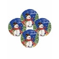 thumbnail image 7 of 13 Inch Round Placemats Set of 4, Christmas Snowman Non Slip Heat Insulation PP Table Mats, Blue Xmas Tree Elk Gifts Snowflake Washable Place Mats for Kitchen Dining Party Table Decor, 7 of 7