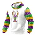 thumbnail image 4 of IWRICH Men's Mardi Gras Hoodies Fall Casual Cute Printed Hooded Sweatshirt Long Sleeve Casual Rave Tees with Pocket 03-White L, 4 of 4