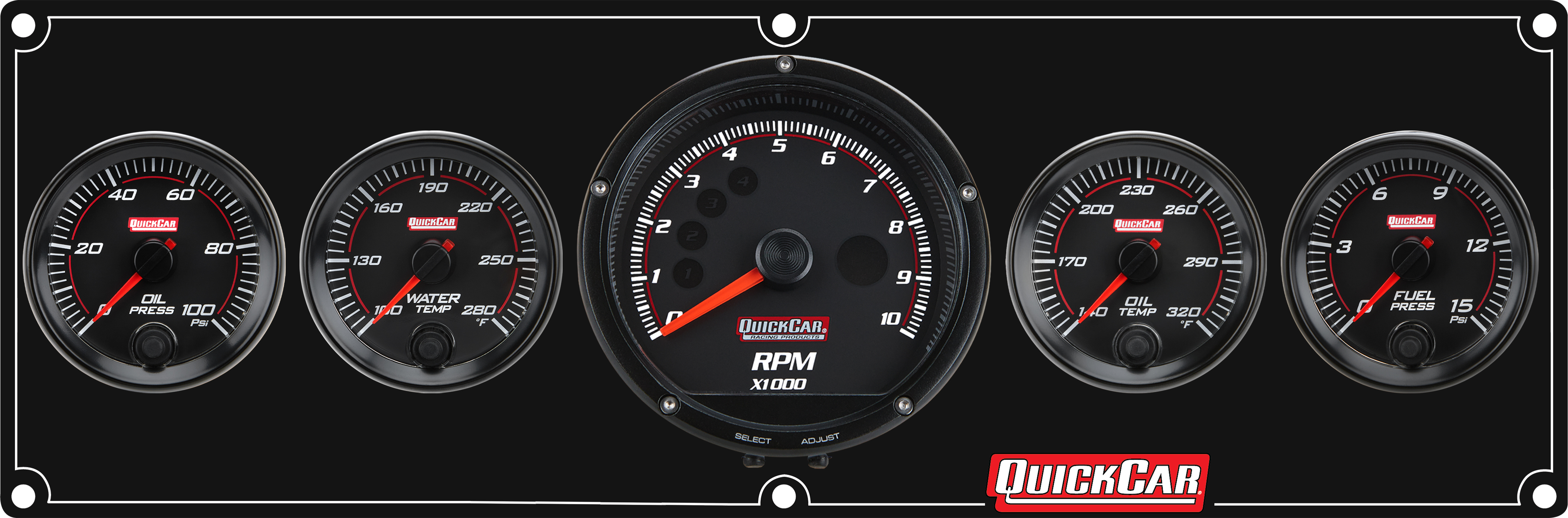 Quickcar Racing Products Redline 4-1 Gauge Panel OP/WT/OT/FP w/Recall Tac QRP69-4051