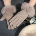 thumbnail image 7 of Women's Winter Touchscreen Gloves, Fleece Lined Thermal Gloves with Furry Cuffs, Double-Layer Thick Warm Gloves for Outdoor Skiing, Cycling and Driving Khaki, 7 of 7