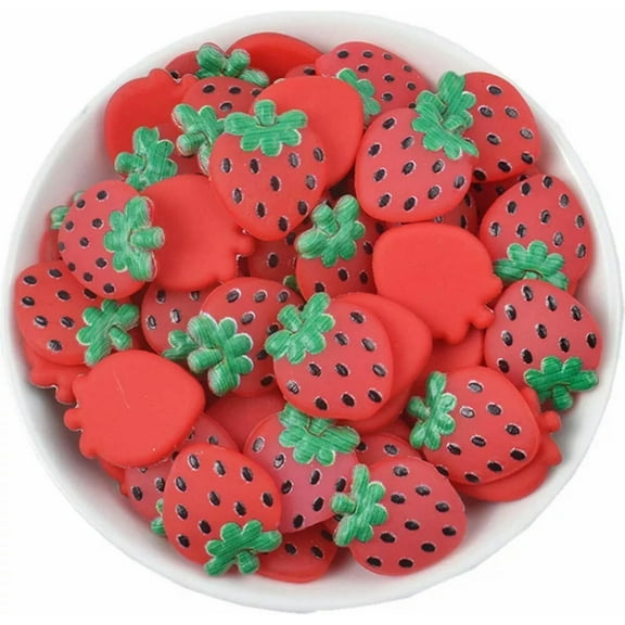 U8MO 10 Polymer Clay Cabochons Strawberry Flat Backs Large 20mm Slime Charms Flatback