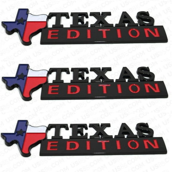 Muzzys (Set of Three) Black Texas Flag Edition Emblem Fender Tailgate Door Badge Stick On Universal Compatible with Ford Chevy GM F-150 Silverado