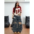 thumbnail image 4 of Gynyvoja Jersey Shirts for Women Oversized T-Shirt Jersey Top Graphic V Neck T-Shirts for Teen Girls Red L, 4 of 9