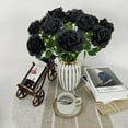 thumbnail image 7 of Asisol 12PCS Artificial Flower Fake Roses with Long Stems for Valentine's Day Wedding Bouquets Centerpieces Bridal Shower Party Home Decor (Black Green), 7 of 7