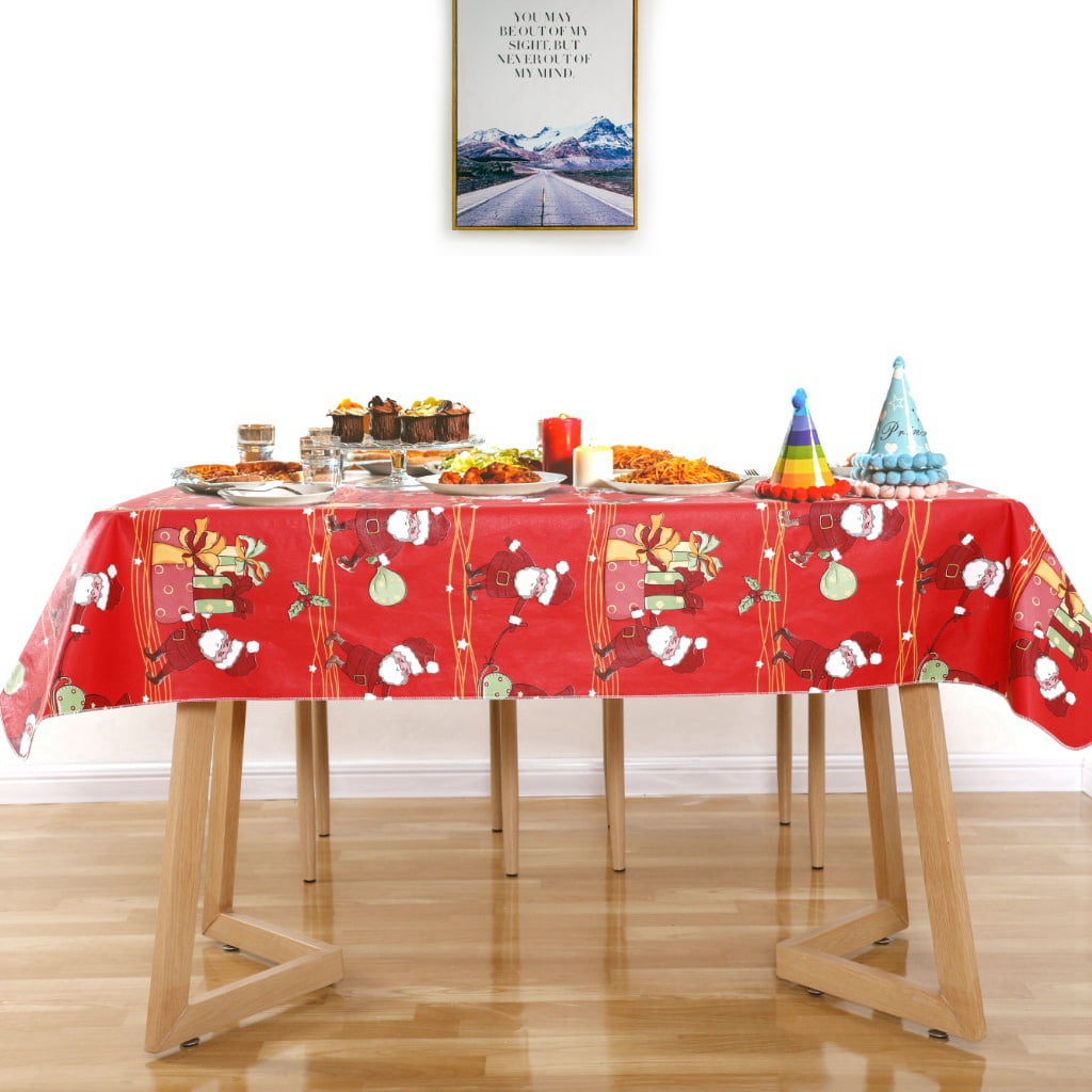 Ray Star Vinyl Party Tablecloths 52x90inch Christmas Tablecloth Plastic Indoor Outdoor Tablecloths Oilcloth Table Cover