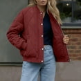 thumbnail image 4 of ZQUUVOU Women's Fall Quilted Jackets Crew Neck Lightweight Padded Jacket Casual Loose Snap Front Outerwear with Pockets Red, 4 of 9