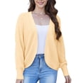 thumbnail image 2 of Asklazy Women's Loose Knit Lantern Seleeve Ribbed Sweater Open Front Caridigan,Beige,2XL, 2 of 7