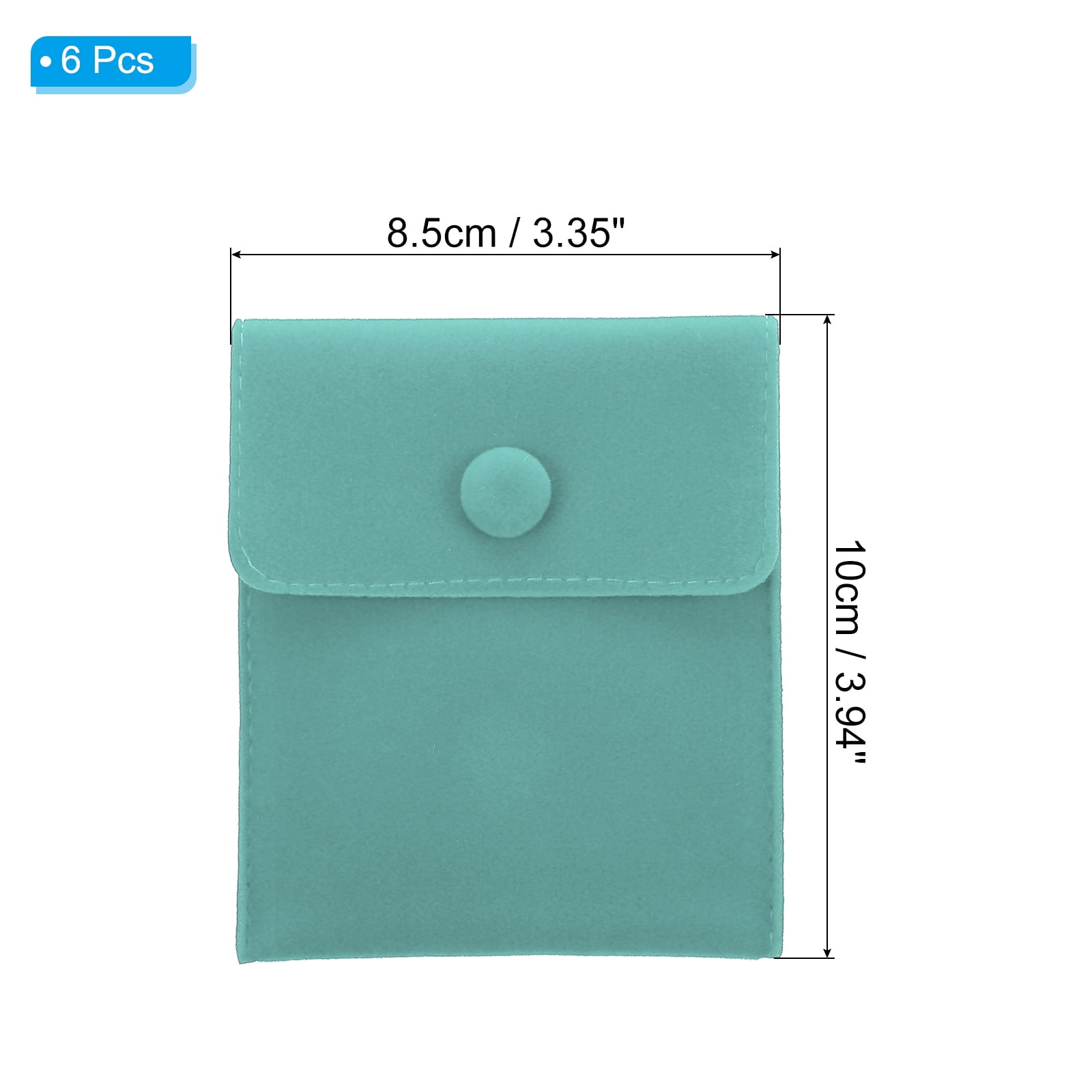 Unique Bargains Velvet Jewelry Pouches with Snap Button Light Green 3.94" x 3.35"